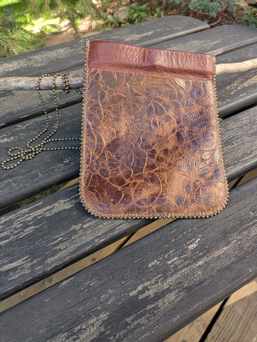 Leatherock USA Handcrafted Brown Textured Leather Crossbody Chain Strap Bag